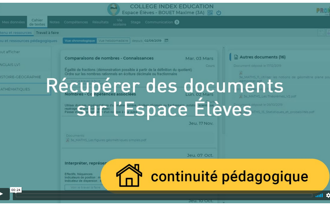 Pronote : récupérer des documents sur l’Espace élèves