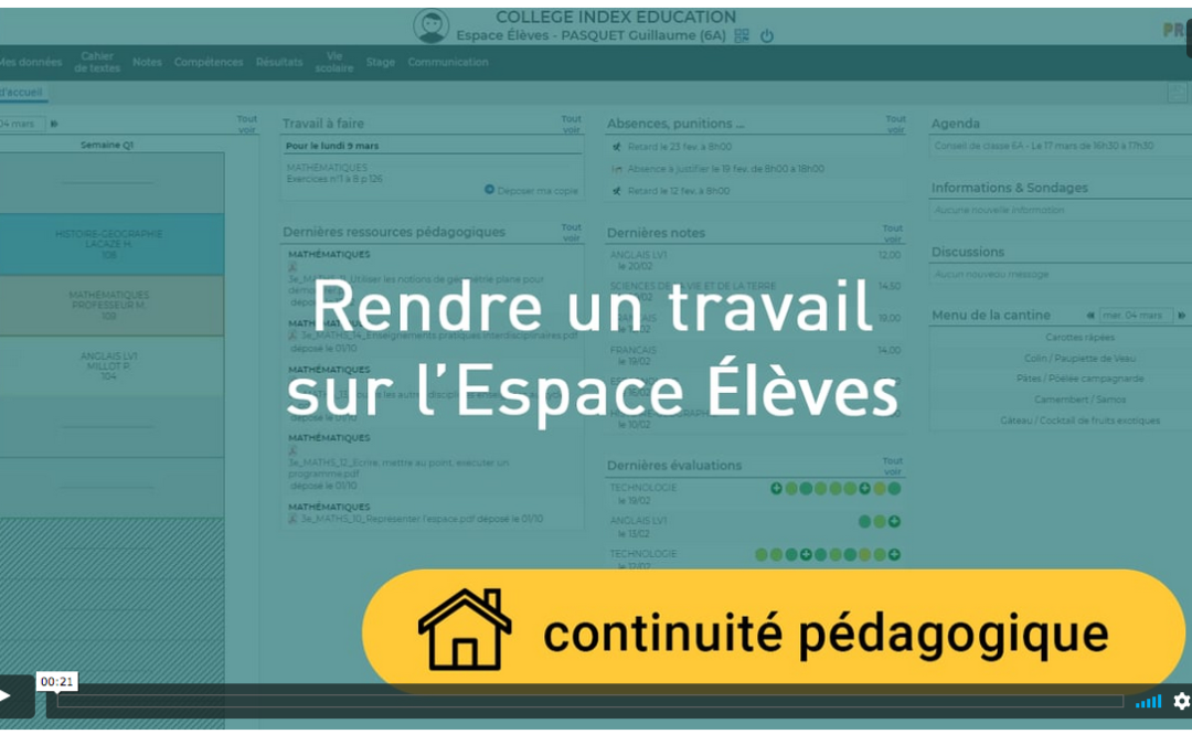 Pronote : rendre un travail sur l’Espace élèves