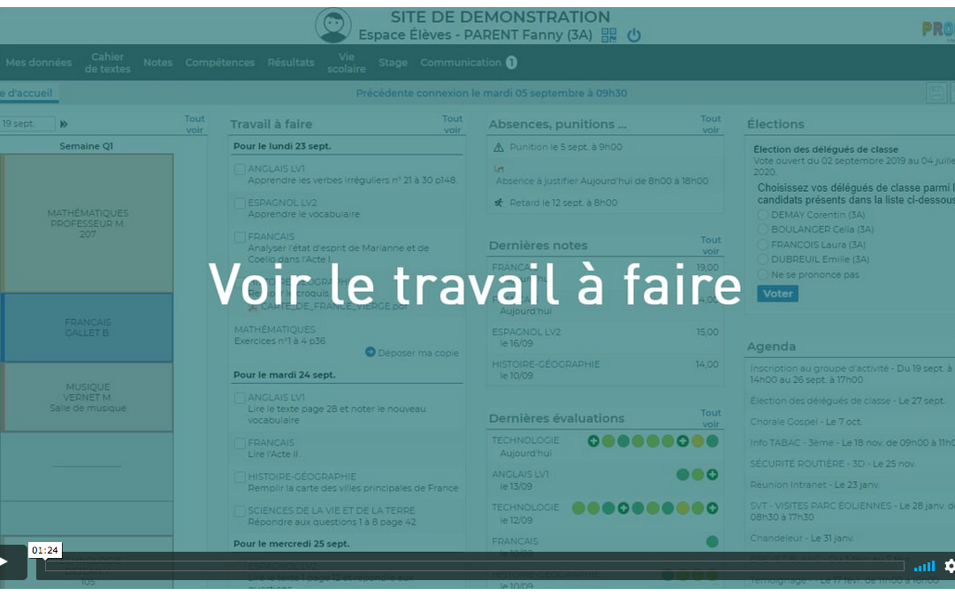 Pronote : voir le travail à faire